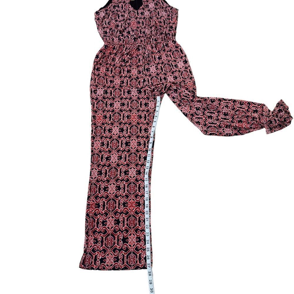 ENFOCUS Studio Red Black Print Sleeveless Jumpsuit Size 10 - Picture 12 of 16